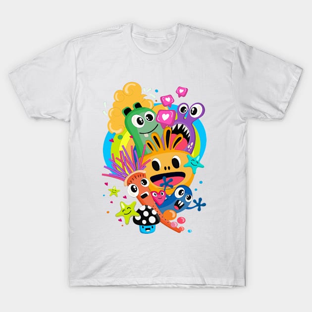 Funny doodle with monsters T-Shirt by AndreKENO